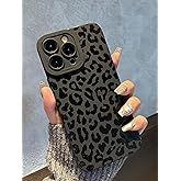 Jusnfu for iPhone 16 Pro Case 6.3 Inch 2024, Aesthetic Leopard Cheetah Print Phone Case for Women Girls Men, Slim Silicone Protective Phone Cover for iPhone 16 Pro, Black Leopard