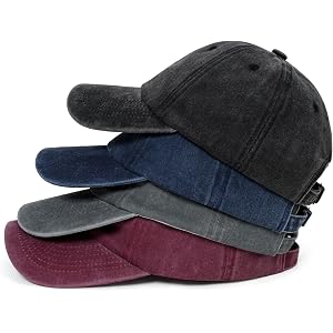 4 Packs Vintage Washed Distressed Baseball Cap Golf Dad Hat for Men Women | Adjustable,Low Profile,Dad Hat,Unstructured Plain