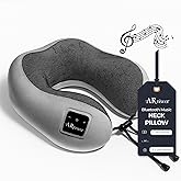 ARniwer Bluetooth Music Semicircular Neck Pillow Wireless Bluetooth Speaker Suitable Airplane,Bus,Train,Car,Office,and Outdoor Camping for Sleeping, Resting The Best Travel Essentials. (Light Gray)