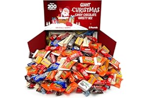 CHAIN & JO SWEETS Christmas Candy Bulk - 5LB - Approx 200 Count Individually Wrapped Chocolate - Candy Variety Pack - Fun Sized Candy Variety Pack, Giant Chocolate Mix, Christmas Candy Assortment - Perfect for Holiday Season - Christmas Candy Stocking Stuffers Treat