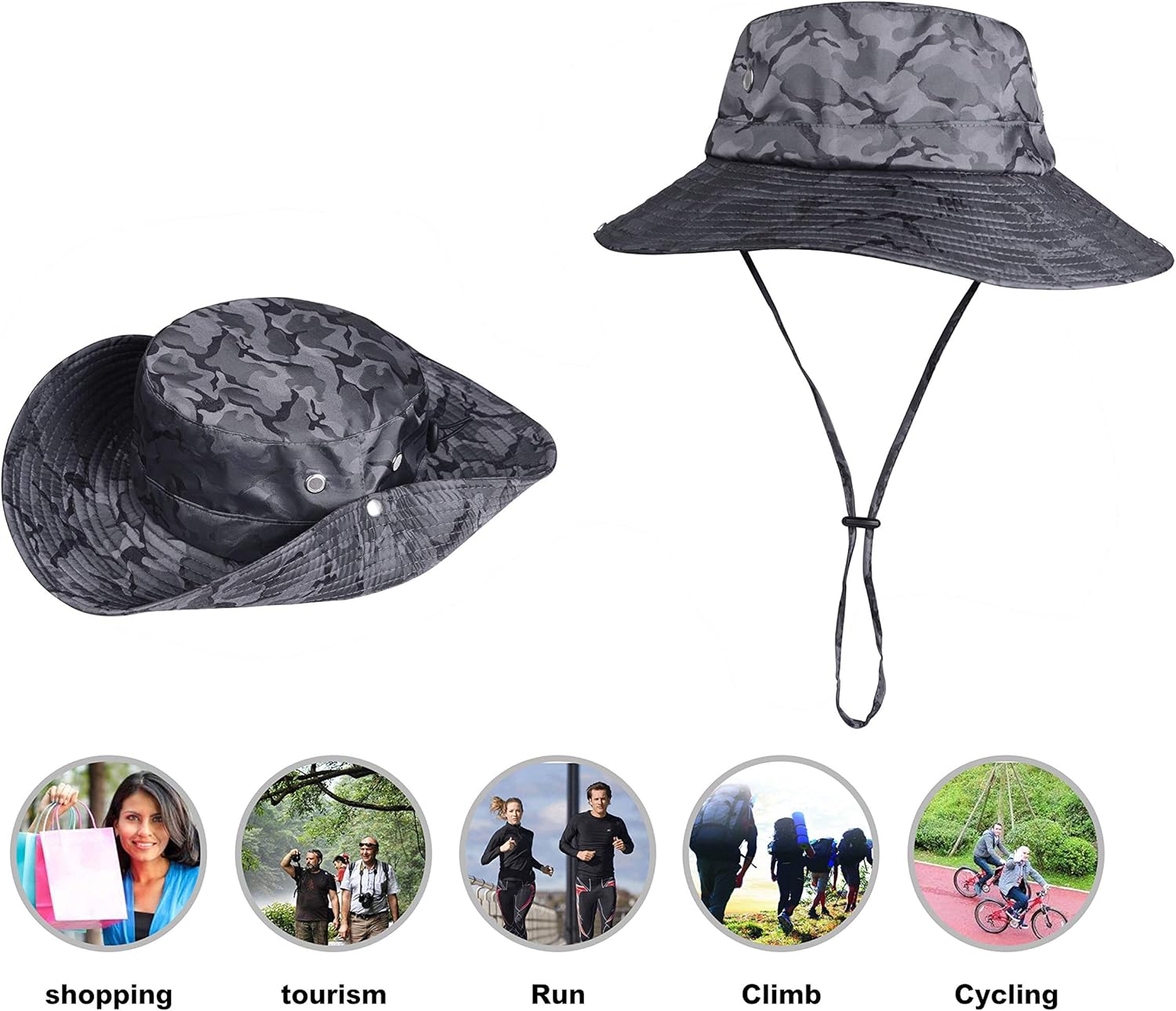 KOOLSOLY Breathable Wide Brim Boonie Hat Outdoor Waterproof UPF 50+ Sun Protection Mesh Safari Sun hat for Travel Fishing : Clothing