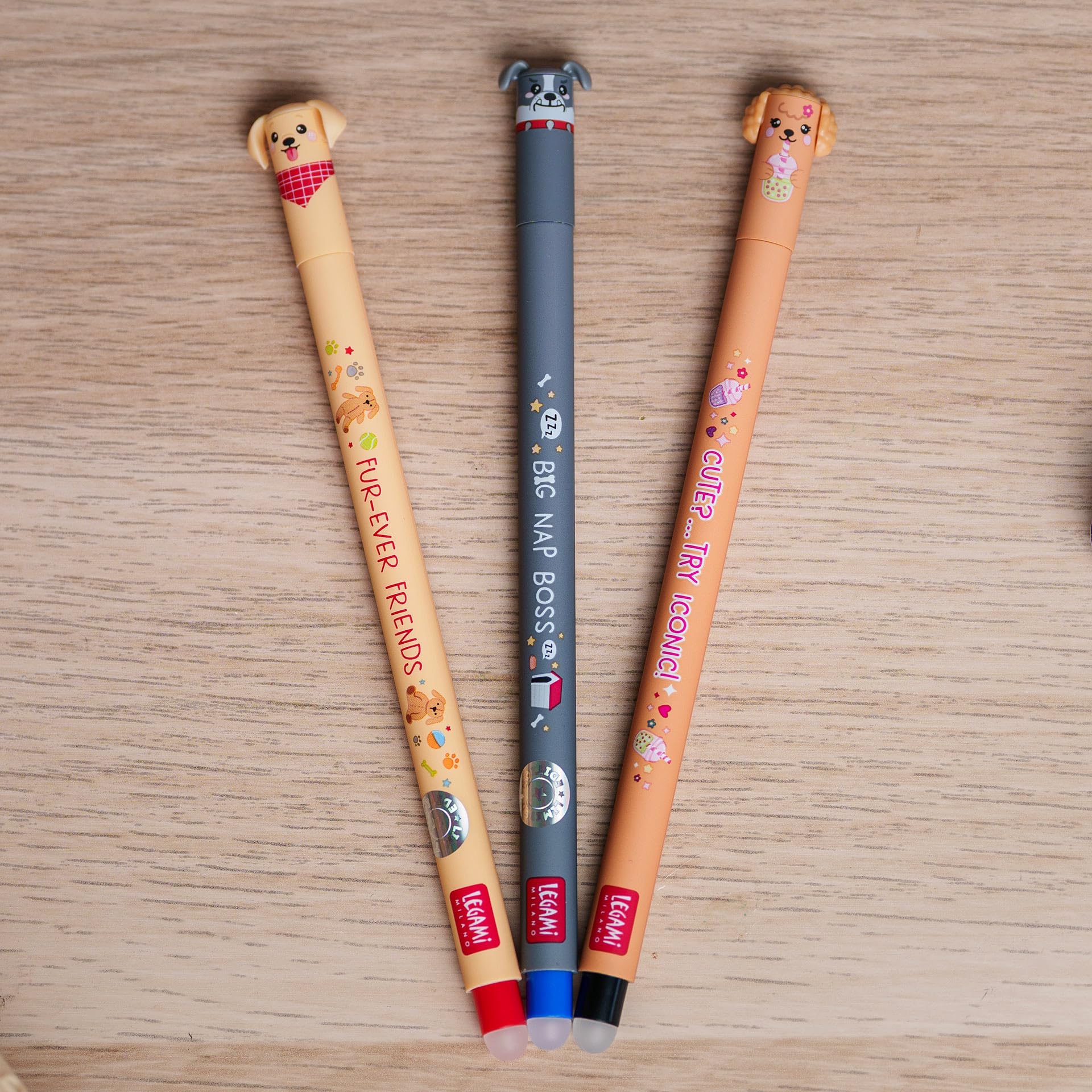 Legami - Set mit 3 radierbaren Stiften - Erasable Pen - Fur-ever Friends 8