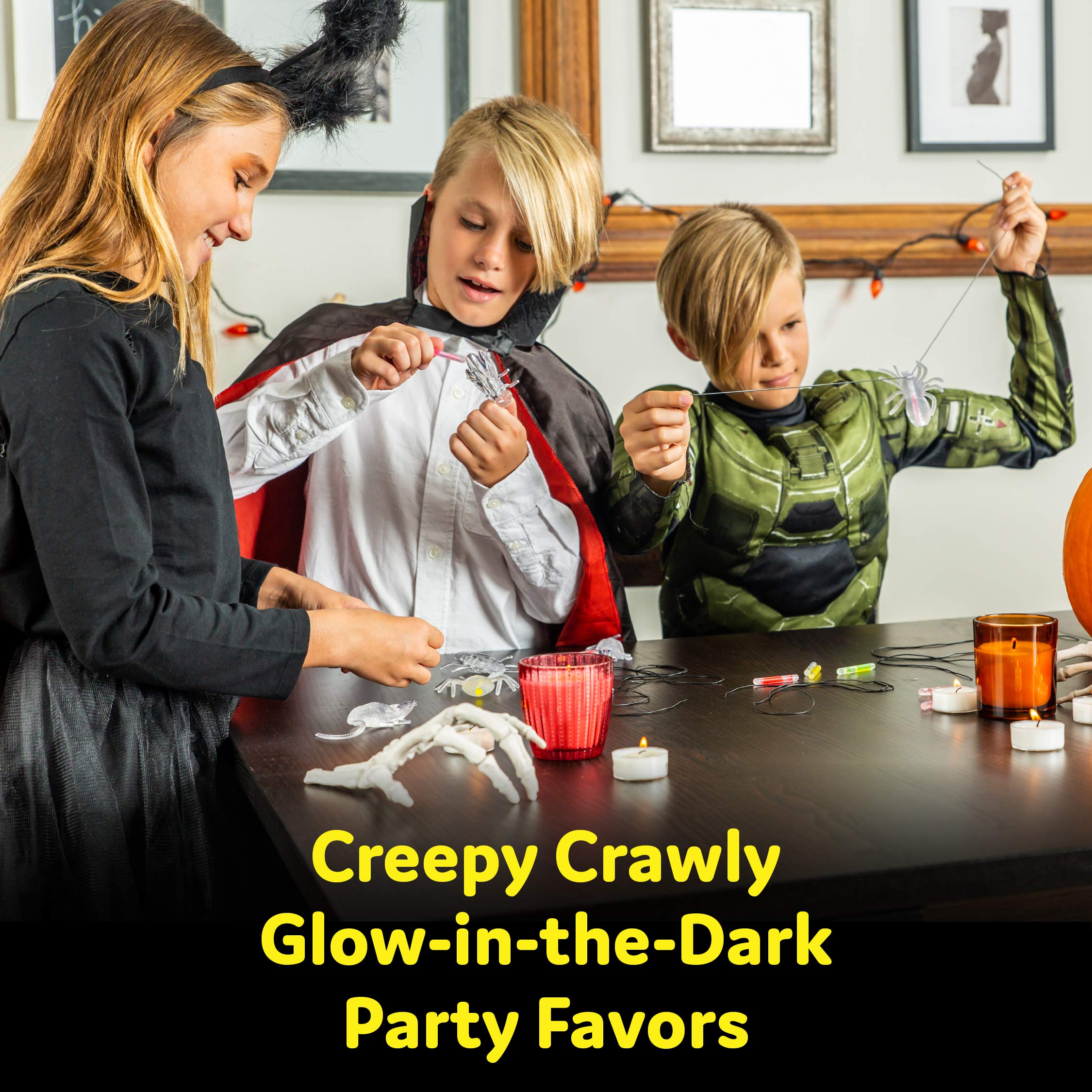 PartySticks Glow Critters and Halloween Trick or Treat Glow Skeletons and Pumpkins - Glow Sticks Party Favors - Glow in The Dark Party Supplies - 60 Count - Clear
