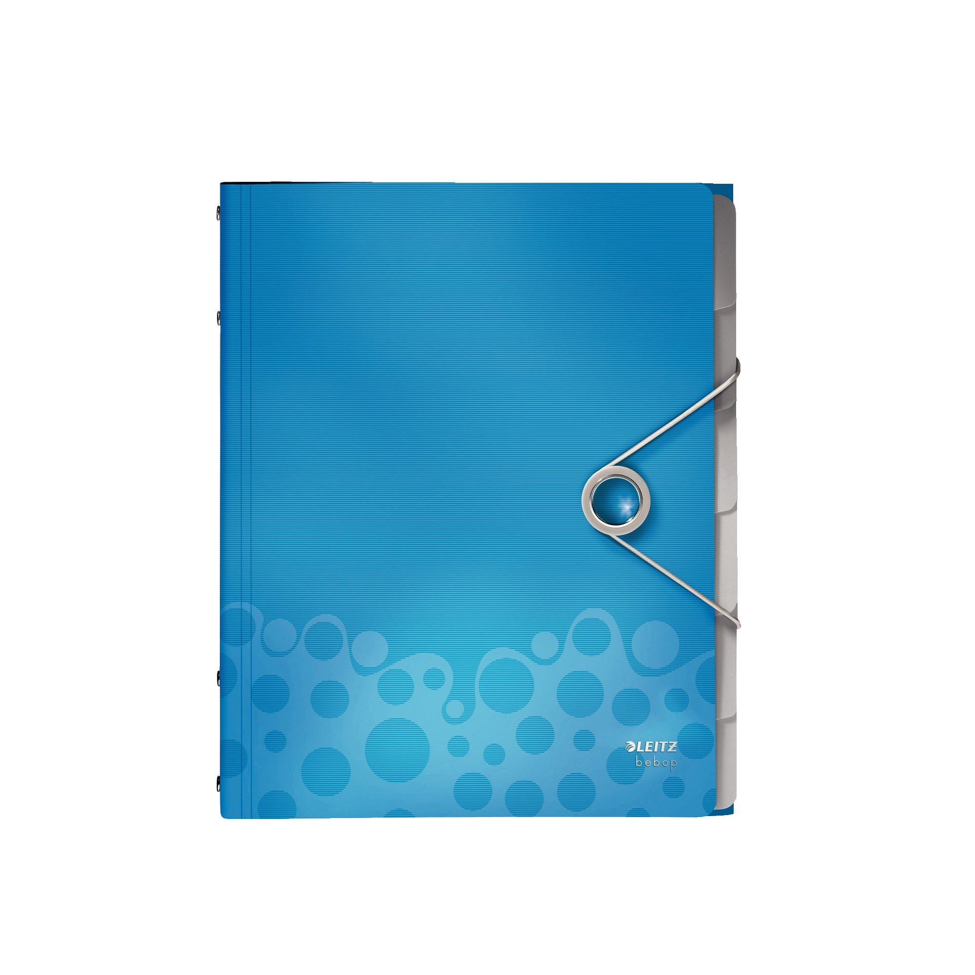 Leitz A4 Divider Book, Holds Up to 200 Sheets, Integrated Index with 6 Compartments, Elastic Closure, Bebop Range, Blue