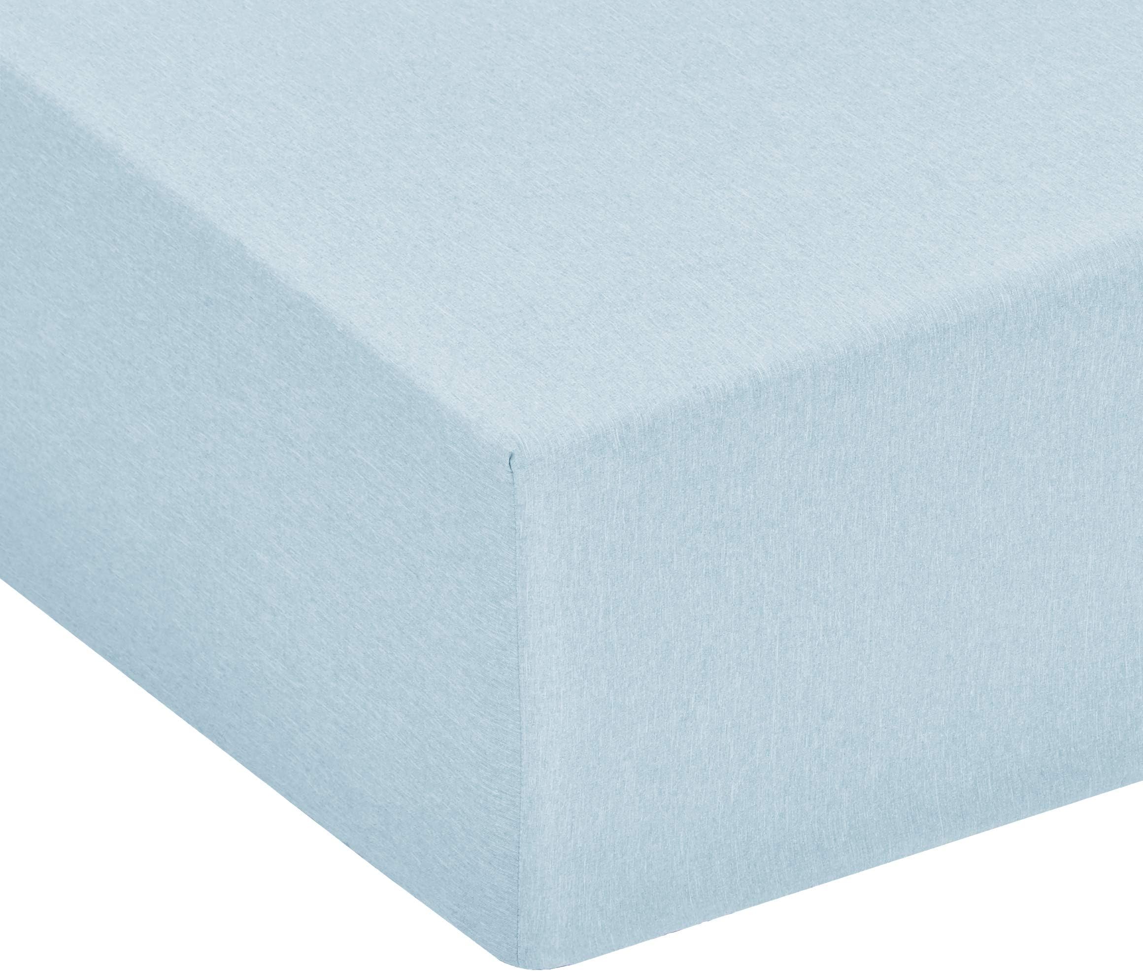 AmazonBasics Chambray Fitted Sheet - 135 x 190 x 30 cm, Cool Aqua