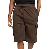 G-Style USA Men's Solid Fleece Heavyweight Cargo Shorts