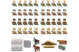 LEERFEI 106Pcs WW2 Army Figures Building Set,Military Action Figure, Including war Horses,Toy Soldiers Minifigure and Weapons,for Kids to Build a World War 2 Scene