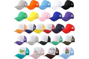 SGBETTER 25 Pcs Adult Blank Trucker Caps Bulk DIY Sublimation Baseball Hat Adjustable Mesh Trucker Hat for Men Women Summer Outdoor, 25 Colors Multicolor