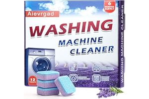 Aievrgad Washing Machine Cleaner Tablet : 12pack/6 Month Supply, washer cleaner table for laundry,top loader,front load or HE washing machine, effective deep cleaner, descaler, remover(Lavender)