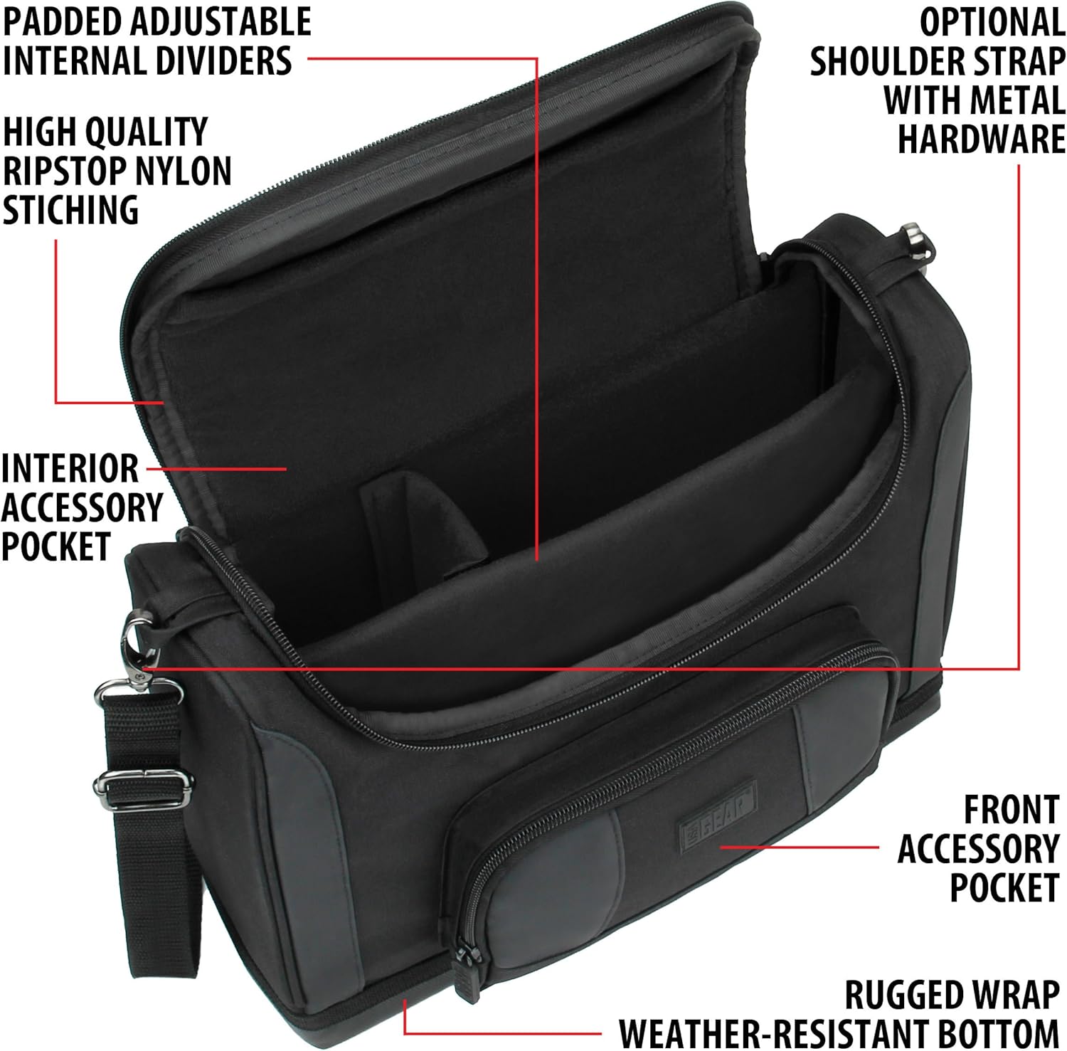 USA GEAR Mini Projector Case S7 Pro Portable Projector Bag Carrying Case with Accessory Storage - Compatible with Small LED Projectors from Vankyo, DR. J, Apeman, GooDee, DBPOWER, CiBest (Black): Office Products