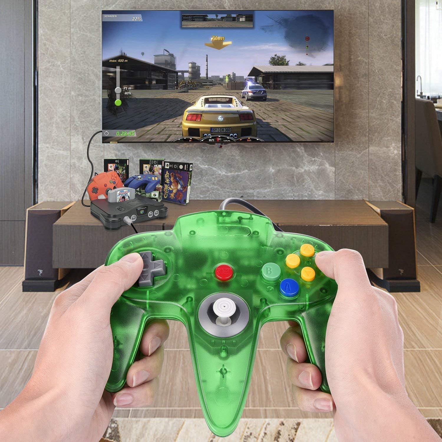 miadore 2 Packs Classic 64 Wired Controller Joystick for N64 Video Game System N64 Console (Jungle Green and Orange): Computers & Accessories