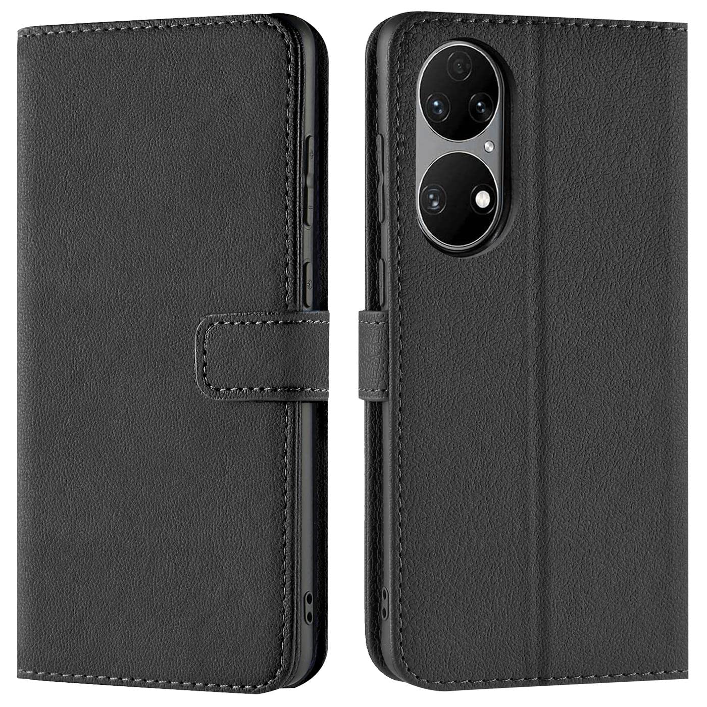 Verco Wallet Case for Huawei P50 Pro Book Cover with Magnetic Closure compatible with Huawei P50 Pro Flip Case with Card Slots Faux Leather - Black