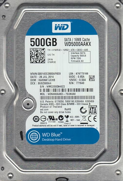 WD5000AAKX-75U6AA0, DCM HARNKTJCHB, Western Digital 500GB SATA 3.5 Festplatte