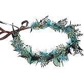 KorViSHOW Bridal Flower Leaf Crown Headpiece - Bohemian Artificial Floral Headband for Renaissance Halloween Renfaire