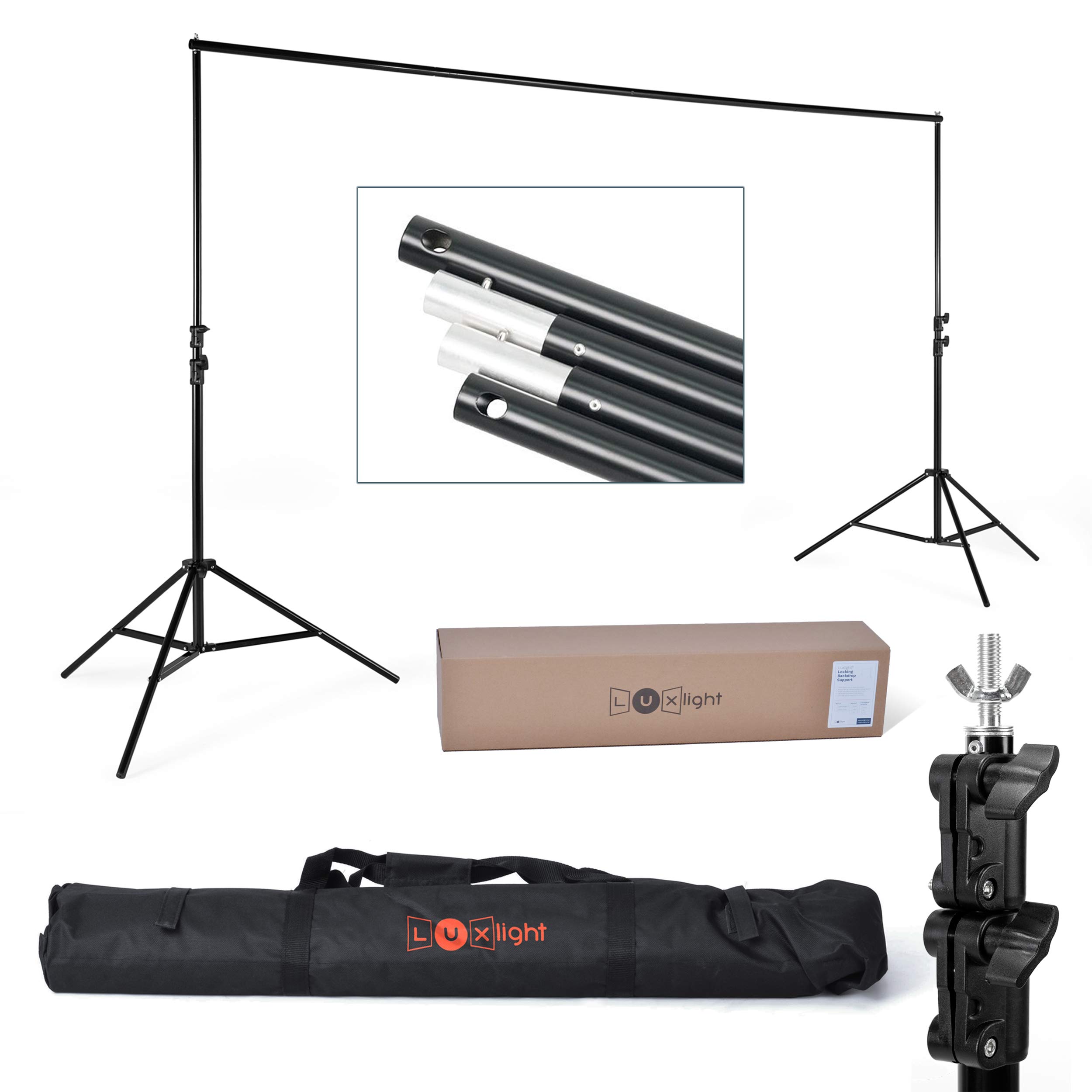2.4 x 3m Photography Backdrop Frame Kit | Luxlight® | Background Support 2 Stands, Crossbar & Carry Bag (2.4 x 3m)
