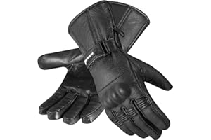 WESTWOOD FOX Motorcycle Gloves for Men & Women, Black Leather Touchscreen Riding Gloves with Joint Guard, Windproof & Thermal for Cold Weather Motorcycling, BMX, ATV, MTB