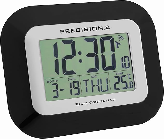 Precision PREC0097 Radio Controlled LCD Wall Mountable and Desk Clock