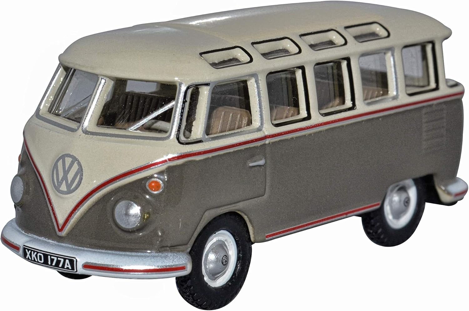 Oxford Diecast 1:76 VW T1 Samba Bus Mouse Grey/Pearl White Collectable model 76VWS009