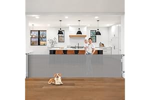 BINGGUZ 105 Inch Extra Wide Baby Gates for Large Openings, Retractable Baby Gates 35” Tall, Extra Long Baby Gate Child Gates for Wide Openings Large Dog Gate for Doorways Long Dog Gate Indoor Outdoor, Grey