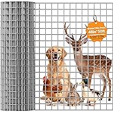 Welded Wire Fence 1/2 inch 48 x 50 ft, Galvanized Chicken Wire Fencing 19 Gauge,Heavy Duty Hot Dip Galvanized Wire Fence Roll for Chicken Poultry Coop, Animal, Fencing,Garden Protection