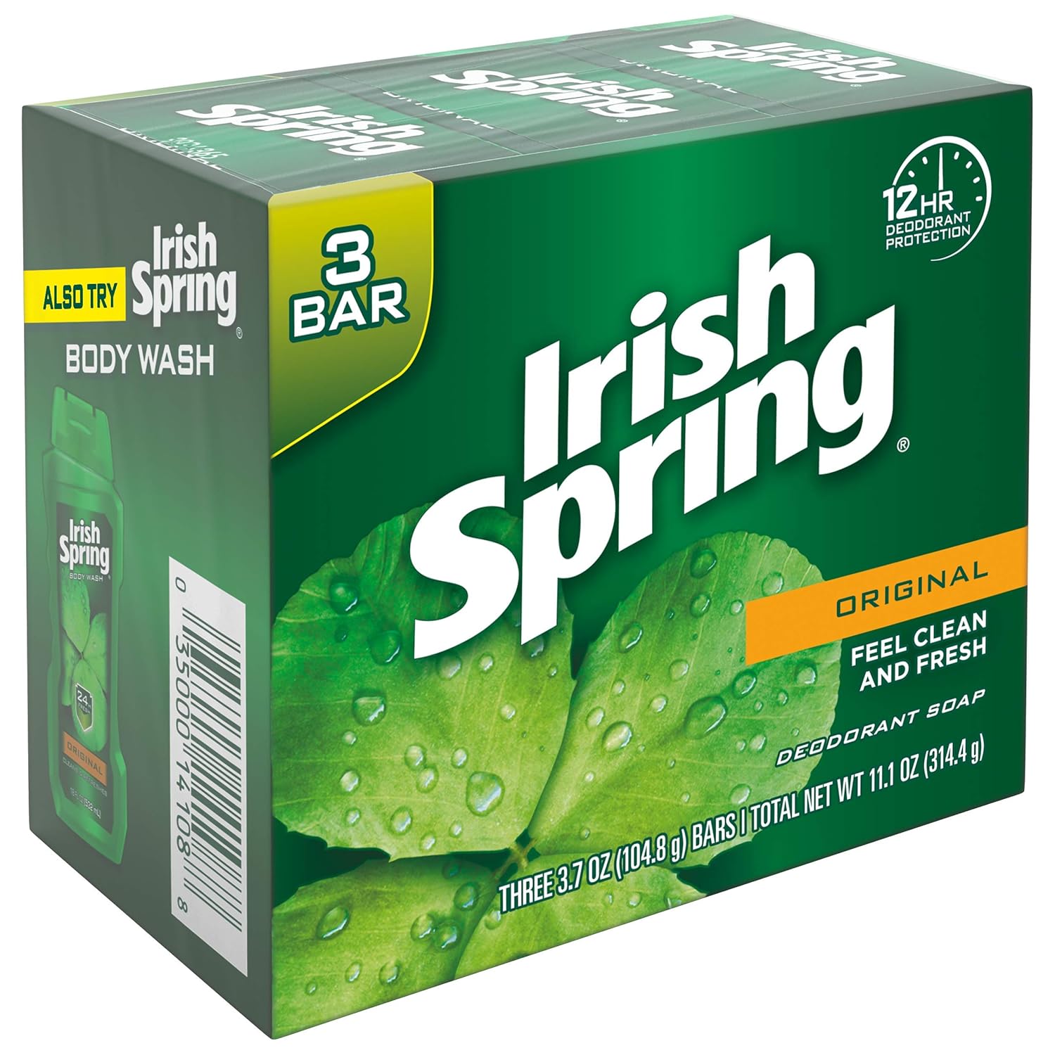Irish Spring Men's Deodorant Soap Bar, Original Scent - 3.7 ounces (24 Count) : Beauty