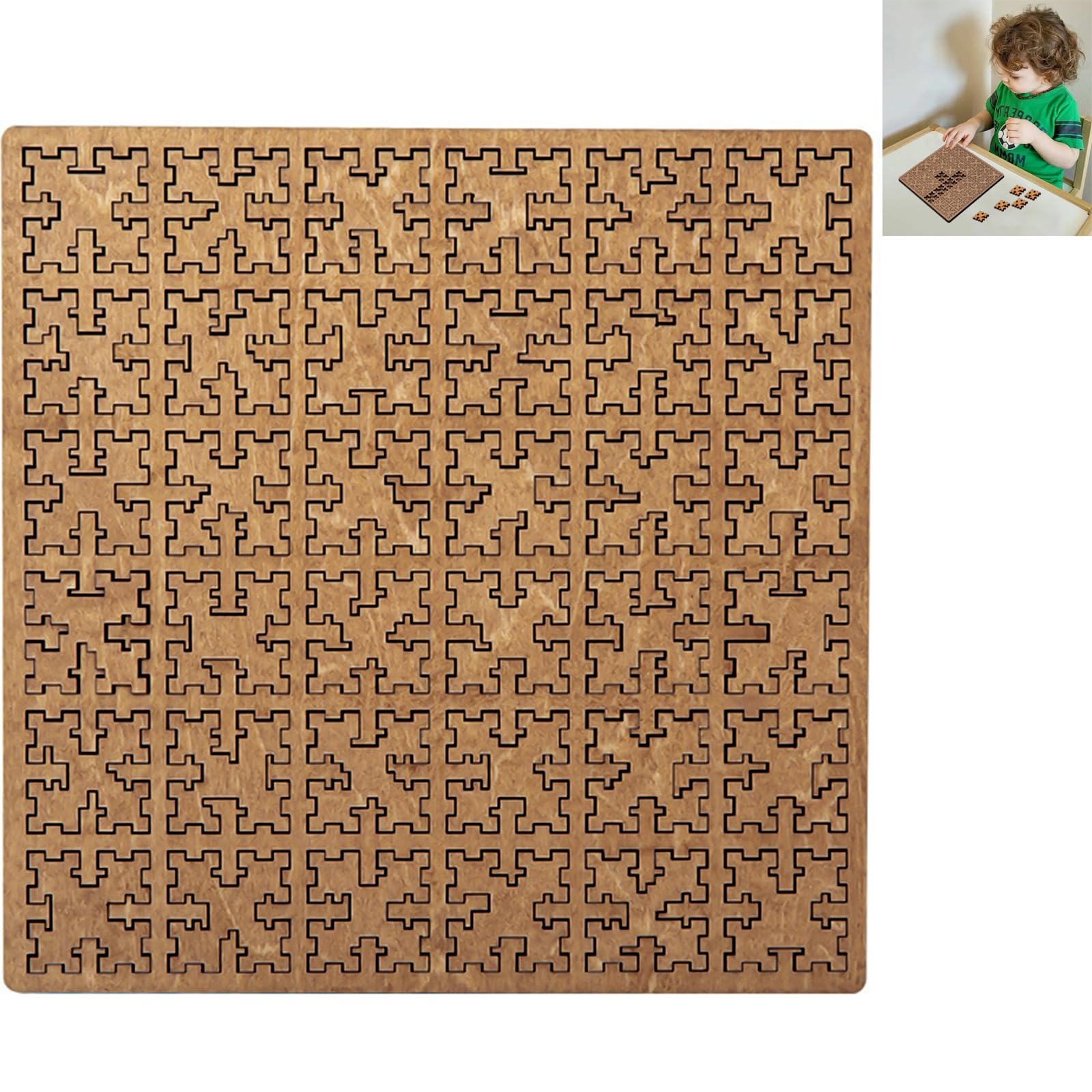 Fractal Tray Puzzles, Mind Bending Wooden Jigsaw Puzzle, Irregular No-Image Labyrinth, Hard Difficult Wooden Jigsaw Puzzle for Adults, Wooden Tray Puzzles, Reverse Thinking Challenging No Image