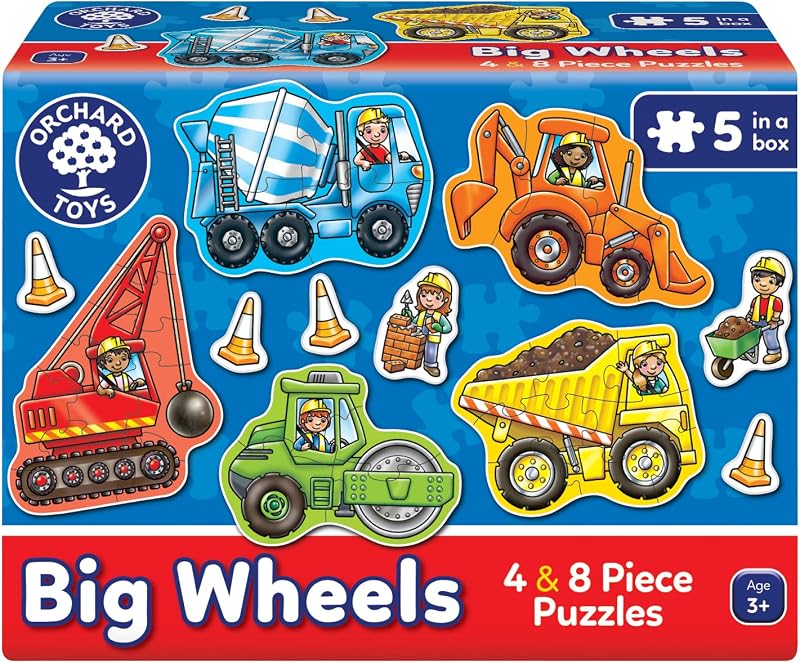 Orchard Toys Big Wheels Jigsaw Puzzle 4 and 8 piece set for 3+ years