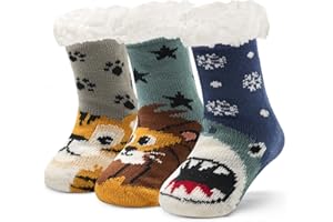 Moon Tree Girls Fuzzy Socks Winter Warm Socks for Kids Girls Thick Thermal Fleece Lined Fluffy Socks for Home 3 Pack