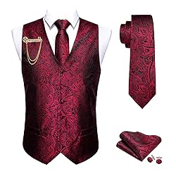 Barry.Wang Mens Suit Vest Paisley Silk Jacquard
