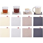 Magibeads 8pcs Absorbent Drink Coaster Square Waffle Cloth Coaster 110x110x6mm Cotton Cup Coasters for Coffee Table Wooden Table Tabletop Protection Home Decor