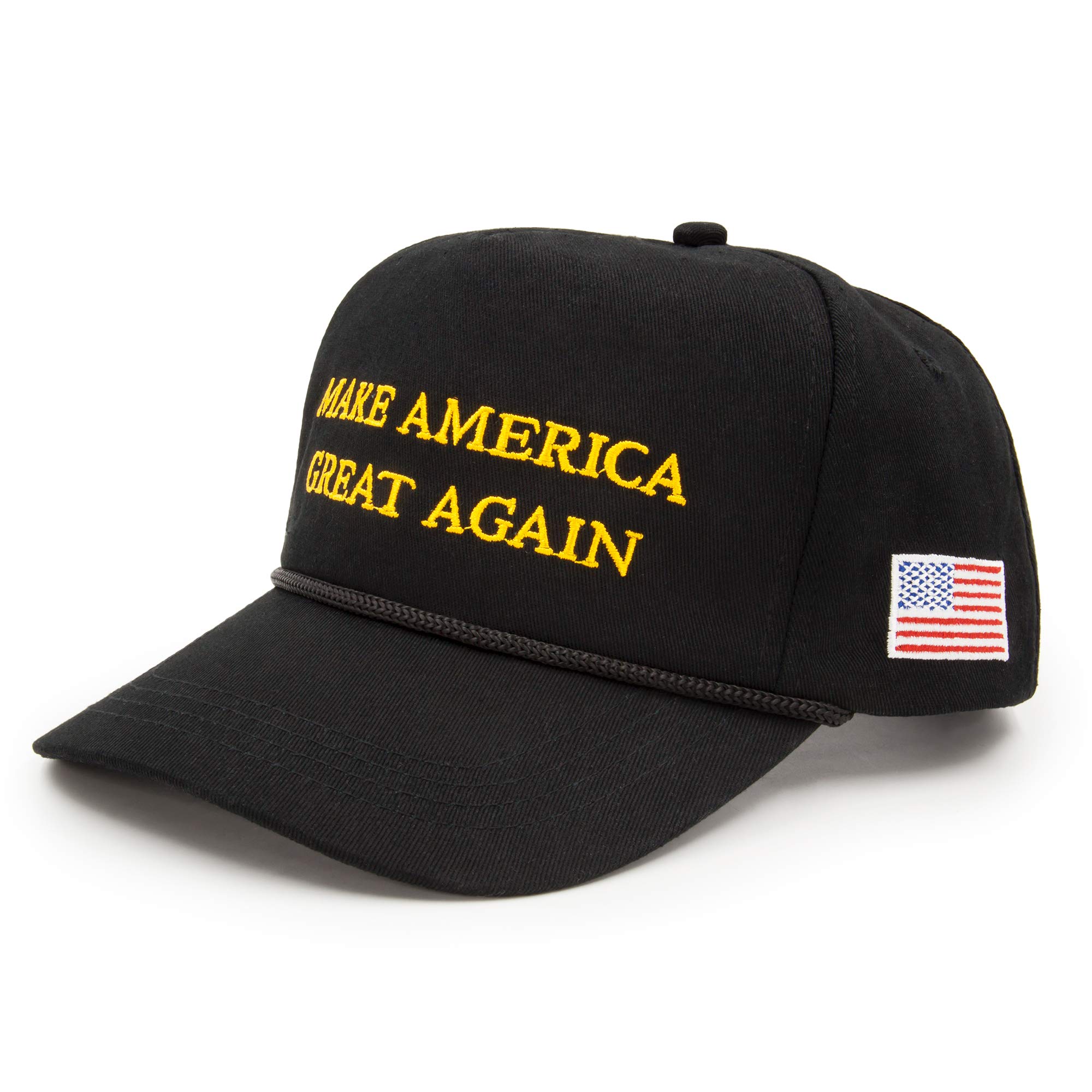 Milisente Make America Great Again Hat USA Flag Cotton Ajustable Baseball Cap (Black)