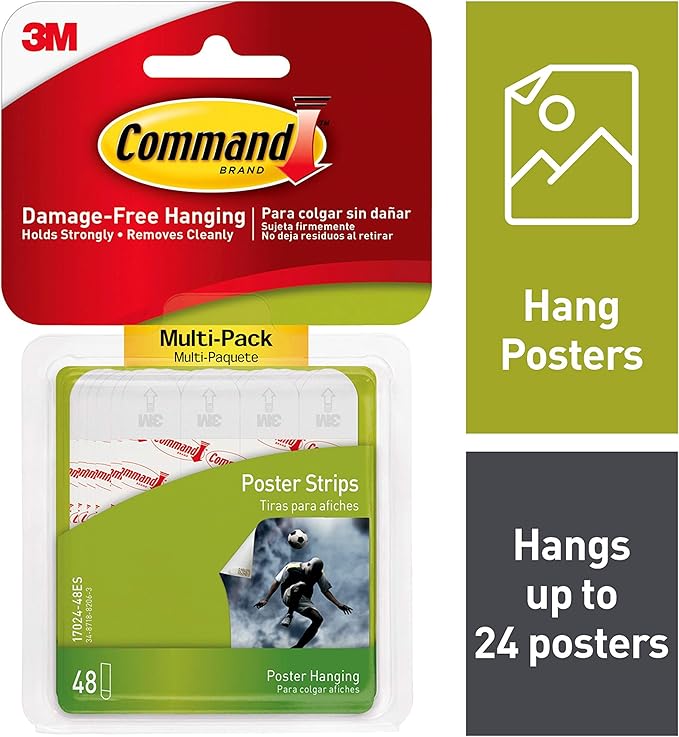 thumbnail interactive-video image 1 of Picture Hanging Command Poster Strips Damage Free Hanging Foam Adhesive 12 Strips White, 6- Pack Command Strips Hooks 1 of 12
