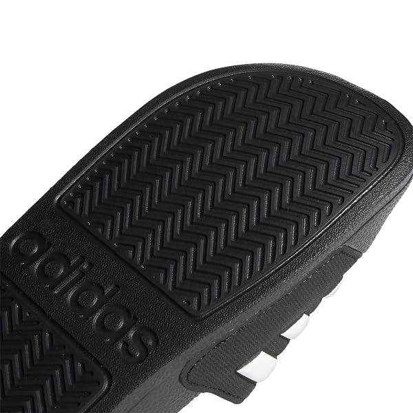 ADIDAS ADILETTE SHOWER SLIDES, CORE BLACK/WHITE/CORE BLACK, 1 LITTLE KID