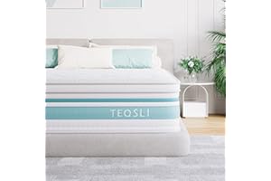 TeQsli Queen Mattress 12 inch Hybrid Mattress with Gel Memory Foam Innerspring Mattress in a Box for Pressure Relief & Cooling Sleep Queen Size Mattress, 100 Nights Trial