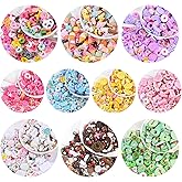 100 pcs Assorted Slime Charms, BOSOIRSOU Cute Candy Sweet Fruits Donut Charms Ornaments Flatback Resin Cabochons for Craft Making Ornament Scrapbooking DIY Crafts Beads Making Supplies - Random Style