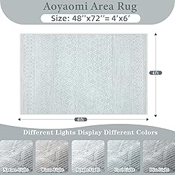 Area Rug 4x6 Geometric Rug: Washable Boho Moroccan