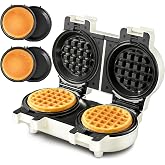 CACHOO 2-in-1 Mini Waffle &amp; Pancake Maker with Removable Plates | 4" Nonstick Plates, Double Small Waffle Iron, Dishwasher Safe, Perfect for Small Spaces, Apartments &amp; Dorms, Beige