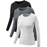 NELEUS Women's 3 Pack Athletic Compression Long Sleeve T Shirt Dry Fit
