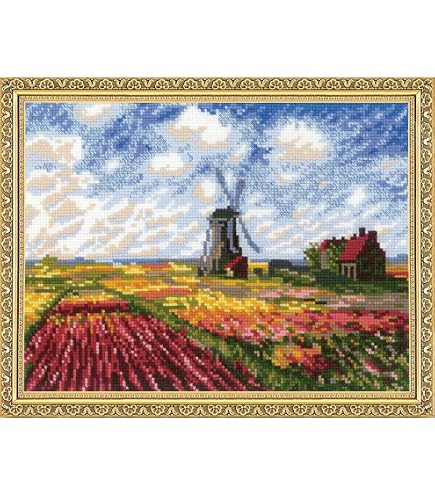 Riolis Kreuzstich-Set 'In The Meadow' Nach Monet – 1000 Teile, 40x30 Cm, Mit Wolle/Acryl Auf AIDA 14