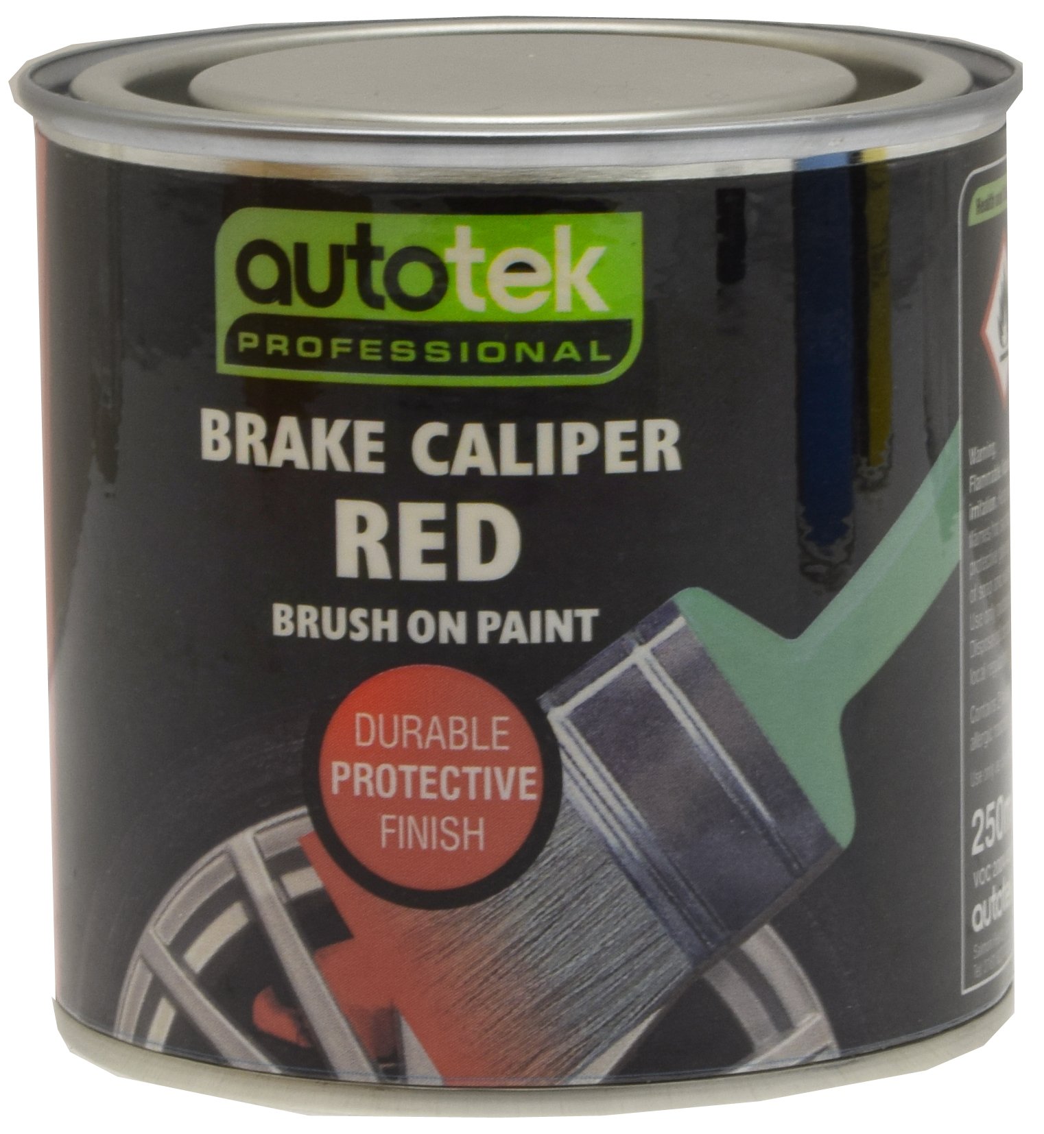 Autotek ATOOCALR250 Tin Brake Caliper Brush-On Paint, 250 ml, Red