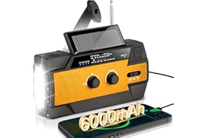 DARINGSNAIL 6000mAh Emergency Weather Radio, Solar Hand Crank Portable NOAA Weather Radio with 1W Flashlight & Motion Sensor Reading Lamp, Cell Phone Charger, and SOS Alarm, for Home and Emergency