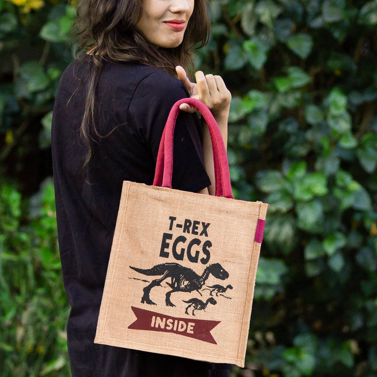 h&b unisex jute waterproof multipurpose bag with zip (maroon)