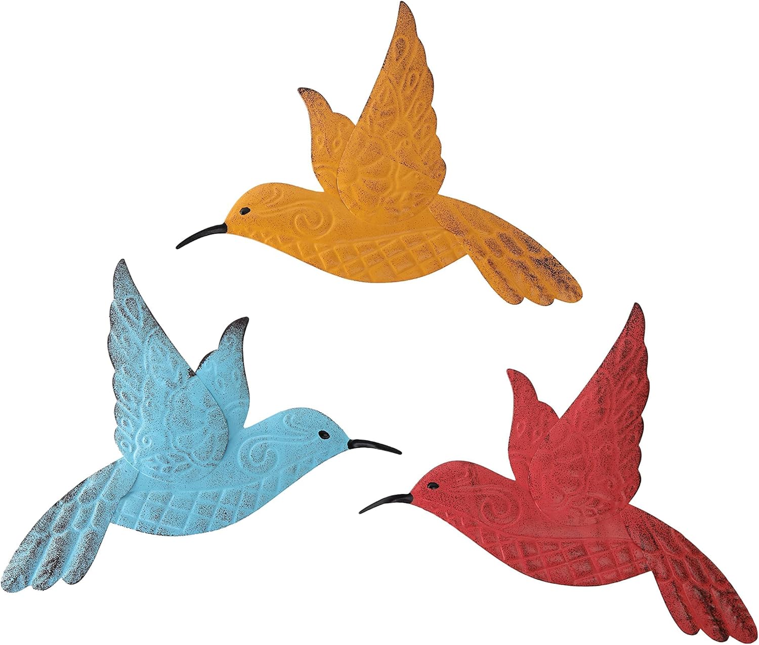 Plaques & Wall Art - Scwhousi Metal Hummingbird Wall Decor, Outdoor Garden Patio Fence Wall Art,Hanging Decorations for Living Room, Bedroom,3 Pack