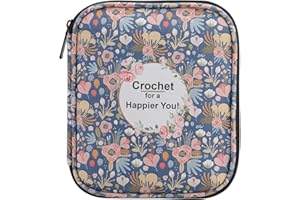 QZLKNIT Crochet Hook Waterproof Case(6.7 * 7.8 ''), Travel Storage Bag for Sewing Crochet Hooks, Lighted Hooks, Needles and Accessories (Deep Blue)