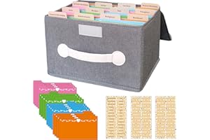 DOFFICE Greeting Card Organizer & Storage Box with 16 Pcs Adjustable Dividers, Storing 120+ Cards with 84 Pcs Labels (Grey - 1 Pack)