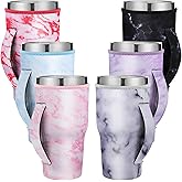 Patelai 6 Pieces Reusable Coffee Cup Sleeve Marble Neoprene Cup Insulator Sleeve Holder for 30 oz Cold and Hot Beverages, Machine Washable, 6 Styles
