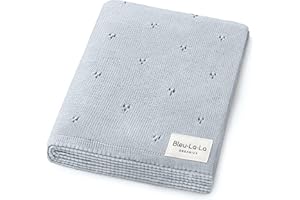 Bleu La La Luxury Organic Cotton Pointelle Baby Blanket (Powder Blue)