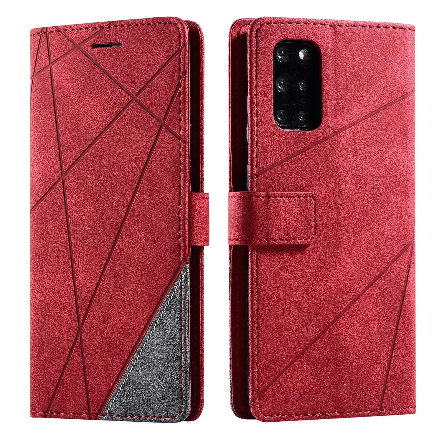 SONWO Case for Galaxy S20 Plus Case, Premium Leather Flip Wallet Case Magnetic Closure Card Slots Kickstand Phone Case for Samsung Galaxy S20 Plus, Red
