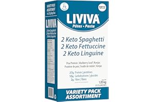 LIVIVA Low Carb High Protein KETO Value Pack Spaghetti Noodle Pasta 6 Pk – 135 g Protein per Box with Pea Protein & Konjac Flour - 8g Net Carbs, Diabetic-Friendly - Healthy Al Dente Pasta (6 Pack, Variety Pasta)