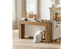 LITTLE TREE Solid Wood Console Sofa Table, 63" Long Entryway Table Behind Couch, Farmhouse Hallway Table for Living Room, Ent